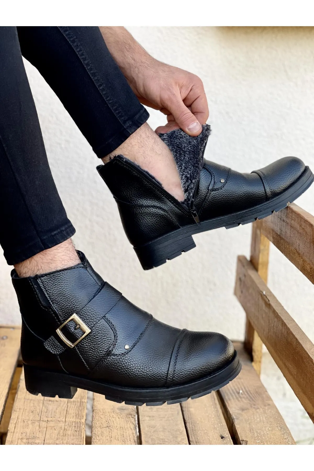 MUGGO  M1001 wasser- und kältebeständig, pelzig, garantiert, Unisex-Winterstiefel mit Reißverschluss, robuste Gummisohle