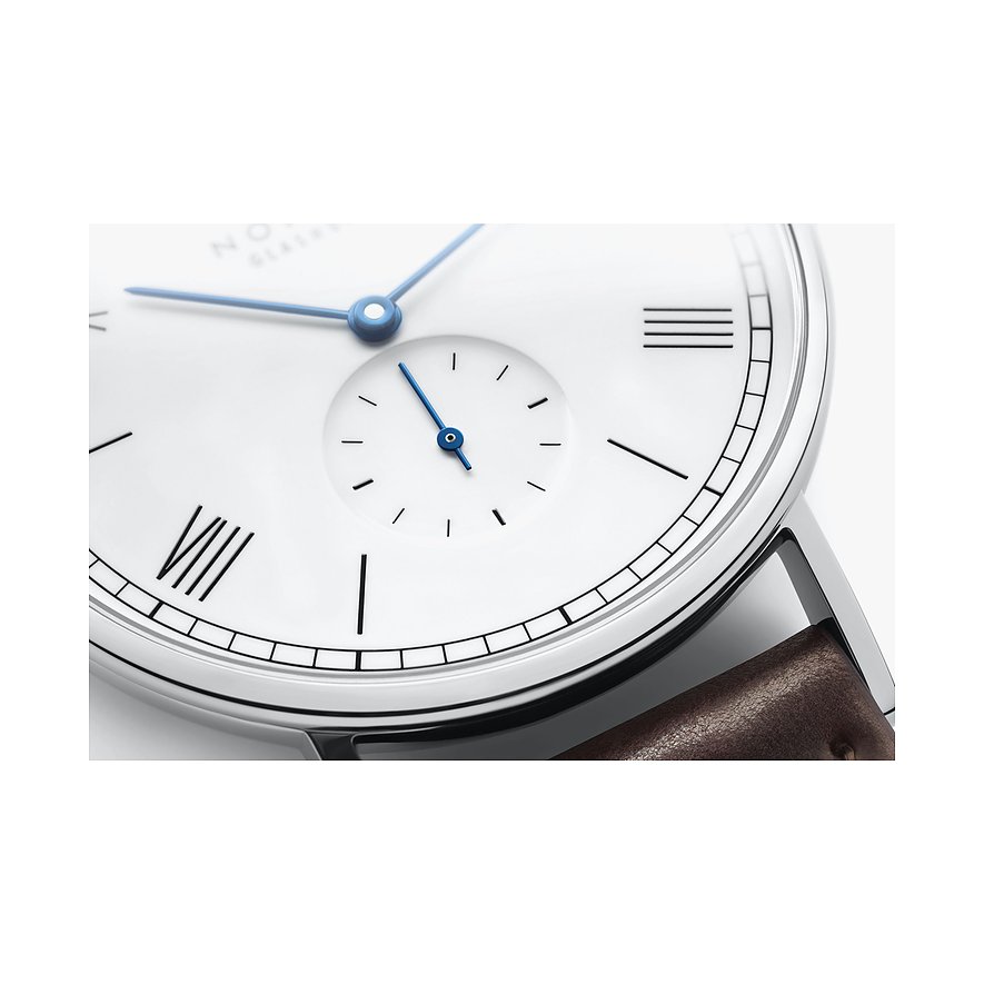 Nomos Glashütte Herrenuhr Ludwig 38 emailleweiss