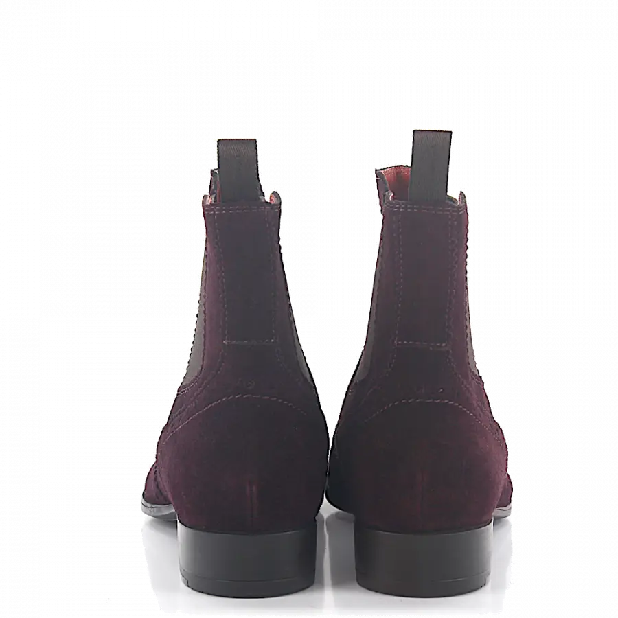 Santoni - Chelsea Boots Veloursleder bordeaux - rot