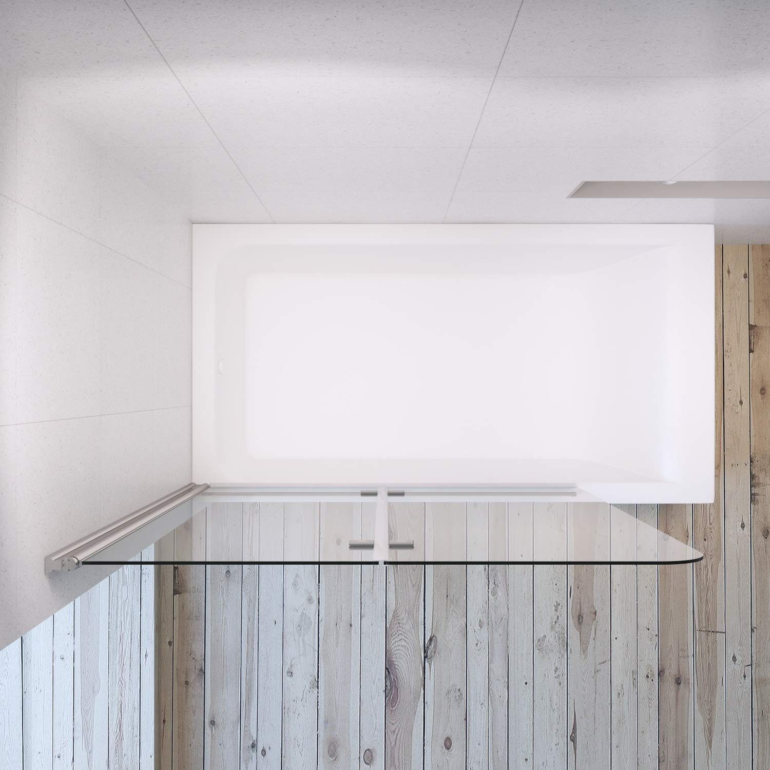 AQUABATOS Badewannenaufsatz Duschwand für Badewanne Badewannenfaltwand faltbar 2 teilig 100x140cm, 5 mm Sicherheitsglas