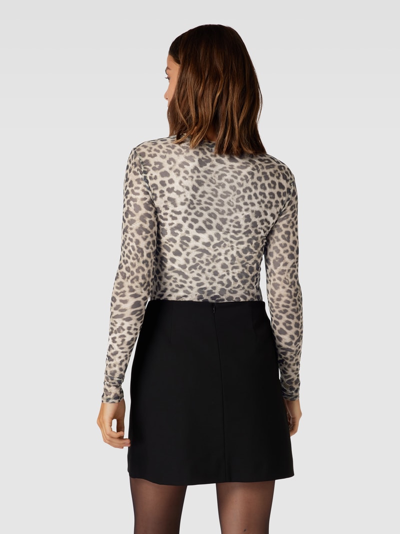 Longsleeve in semitransparenter Optik Modell 'CLAUDE' in mittelbraun