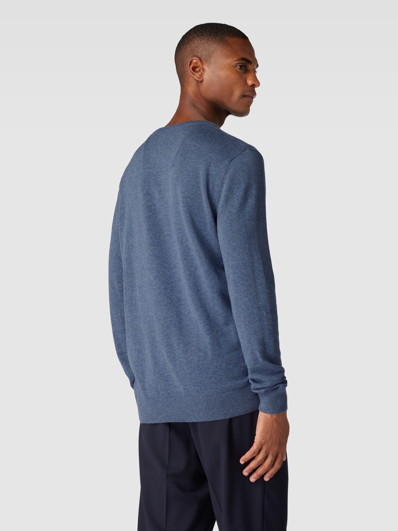 Strickpullover mit Logo-Stitching in blau