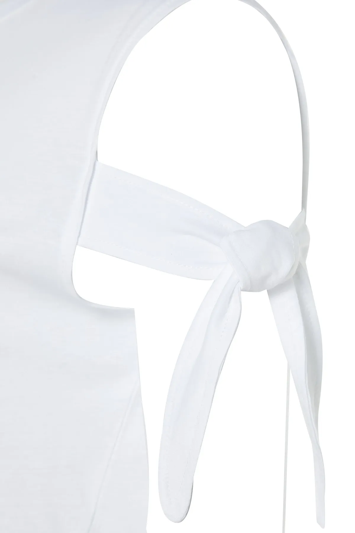 Trendyol Curve  Weißes Strick-T-Shirt mit Bindedetail an den Ärmeln TBSSS22BF0003
