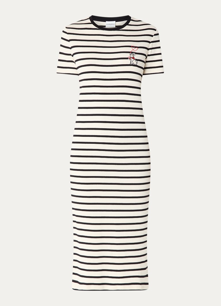 Robe midi Claudie Pierlot à rayures et broderies