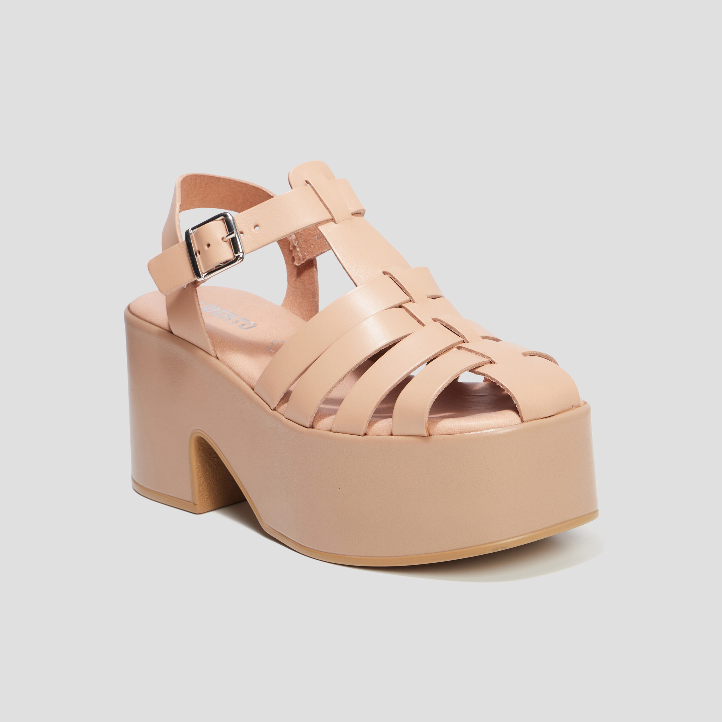 Sandales compensées en cuir Liberto rose femme | La Halle