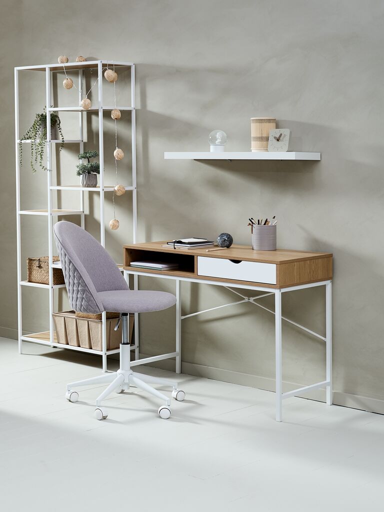 TRAPPEDAL desk 48x95 1 drawer oak/white