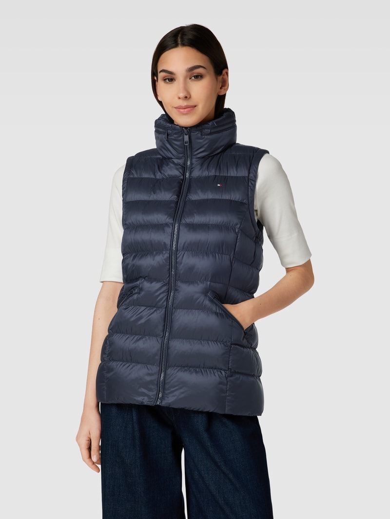 Steppweste mit Label-Stitching in marineblau