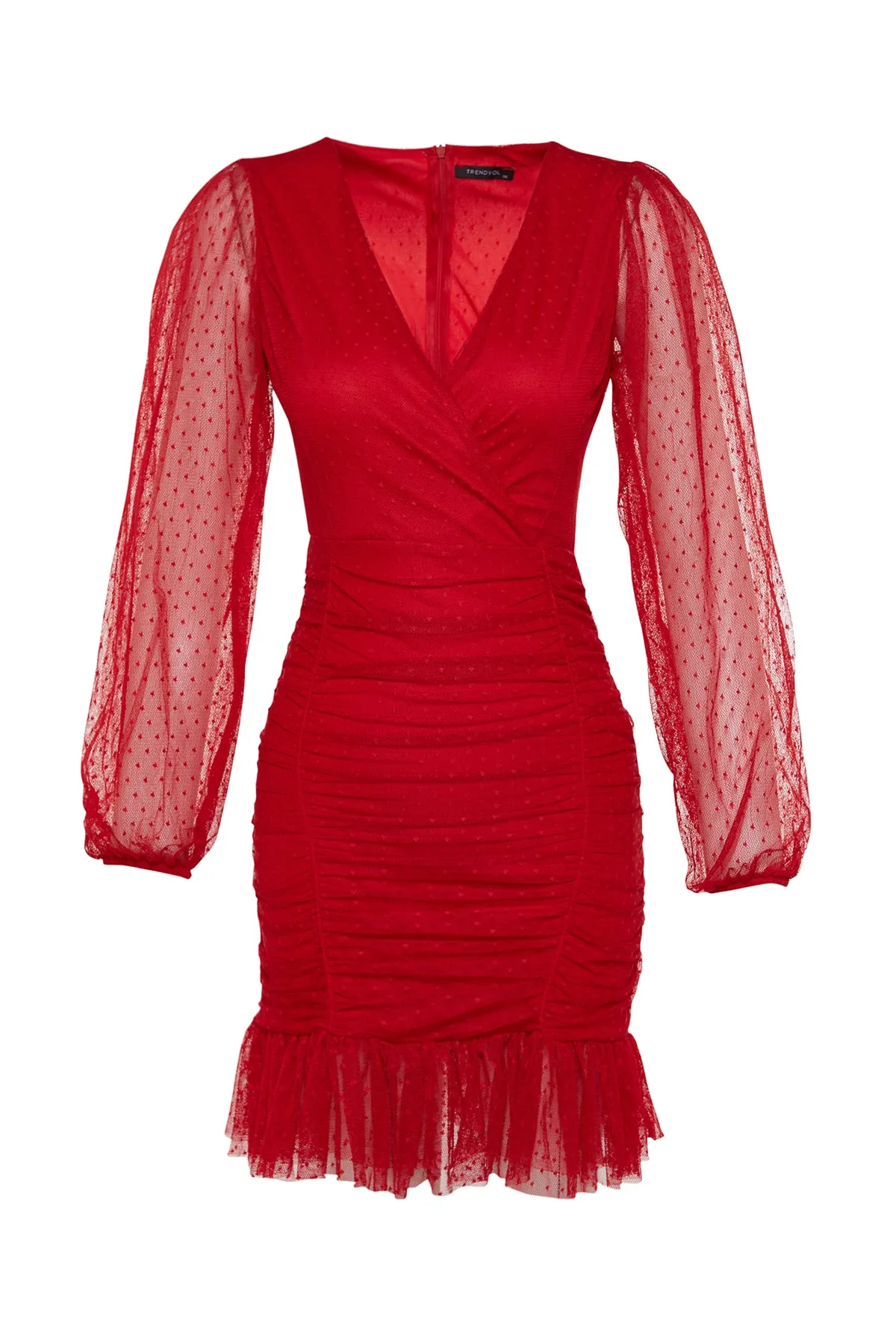 Trendyol Collection  Elegantes Abendkleid aus rot gefüttertem Tüll TPRSS20EL0317
