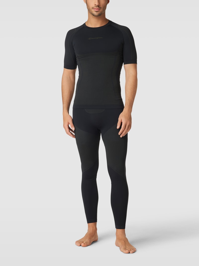 Atmungsaktives Thermoshirt mit Label-Print in dunkelgrau