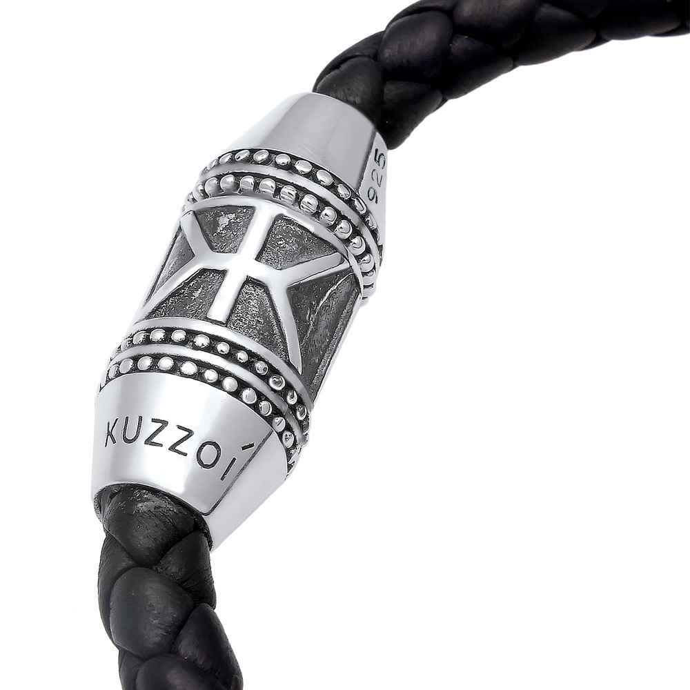 KUZZOI KUZZOI Bracelet Herren Leder Basic Magnet-Verschlu 925 Silber Bracelet