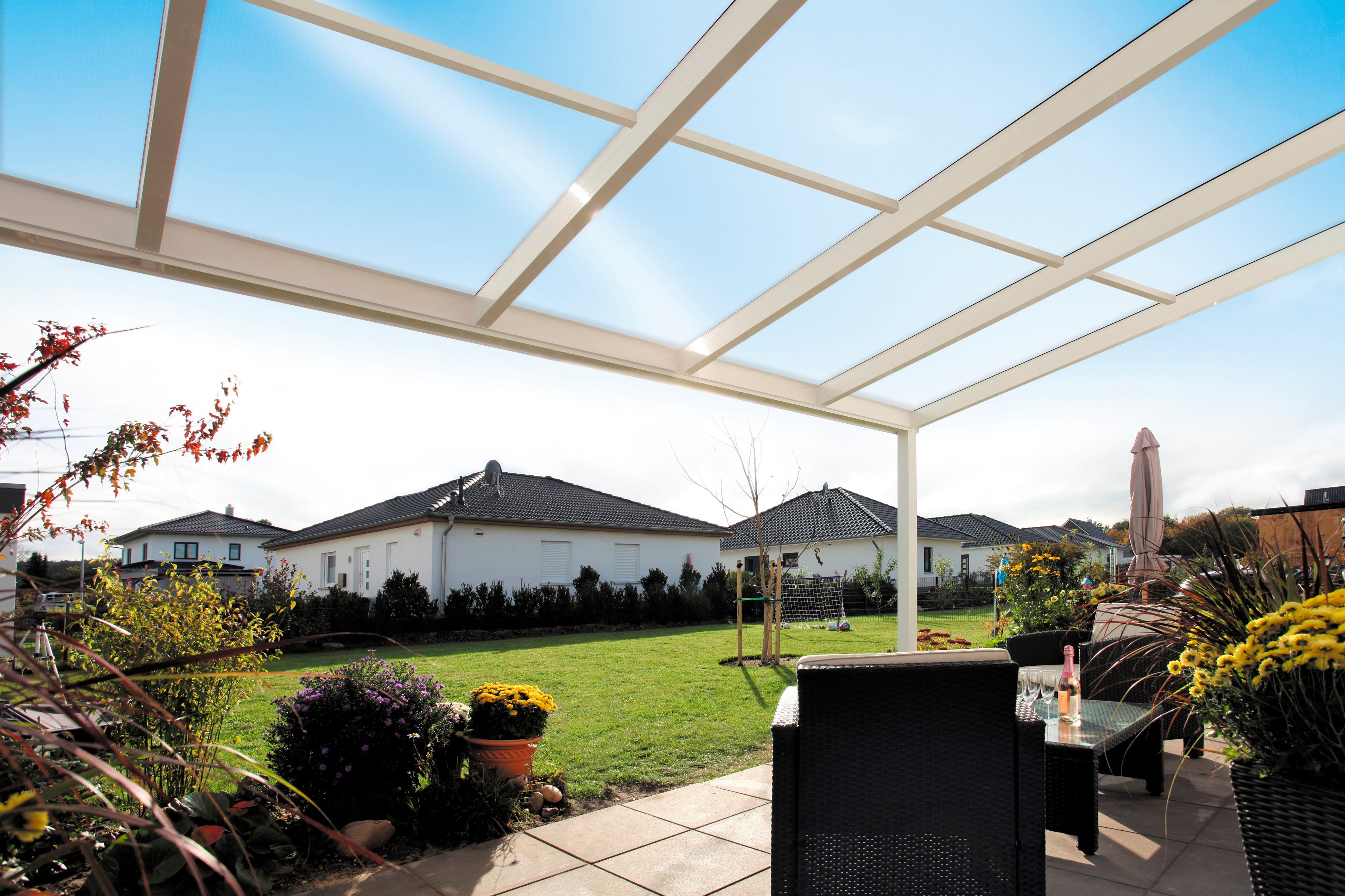 Skanholz Terrassendach Modena, BxT: 434x257 cm, 434 cm Breite, verschiedene Tiefe