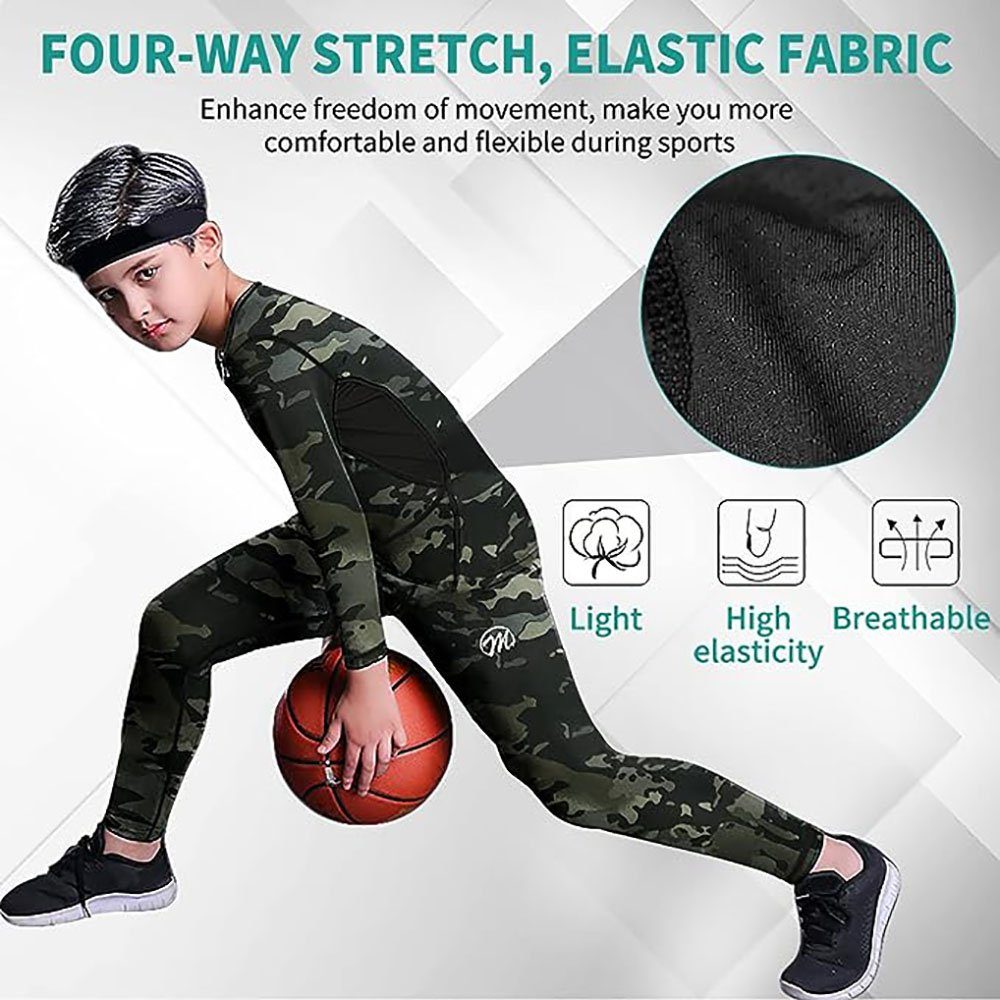 MEETYOO Thermounterhemd Thermounterwäsche Kinder Funktionswäsche Set Junge (Thermounterhemd Thermounterhose für Kinder (8-16 Jahre), Sportunterwäsche) Skiunterwäsche Sport Fußball