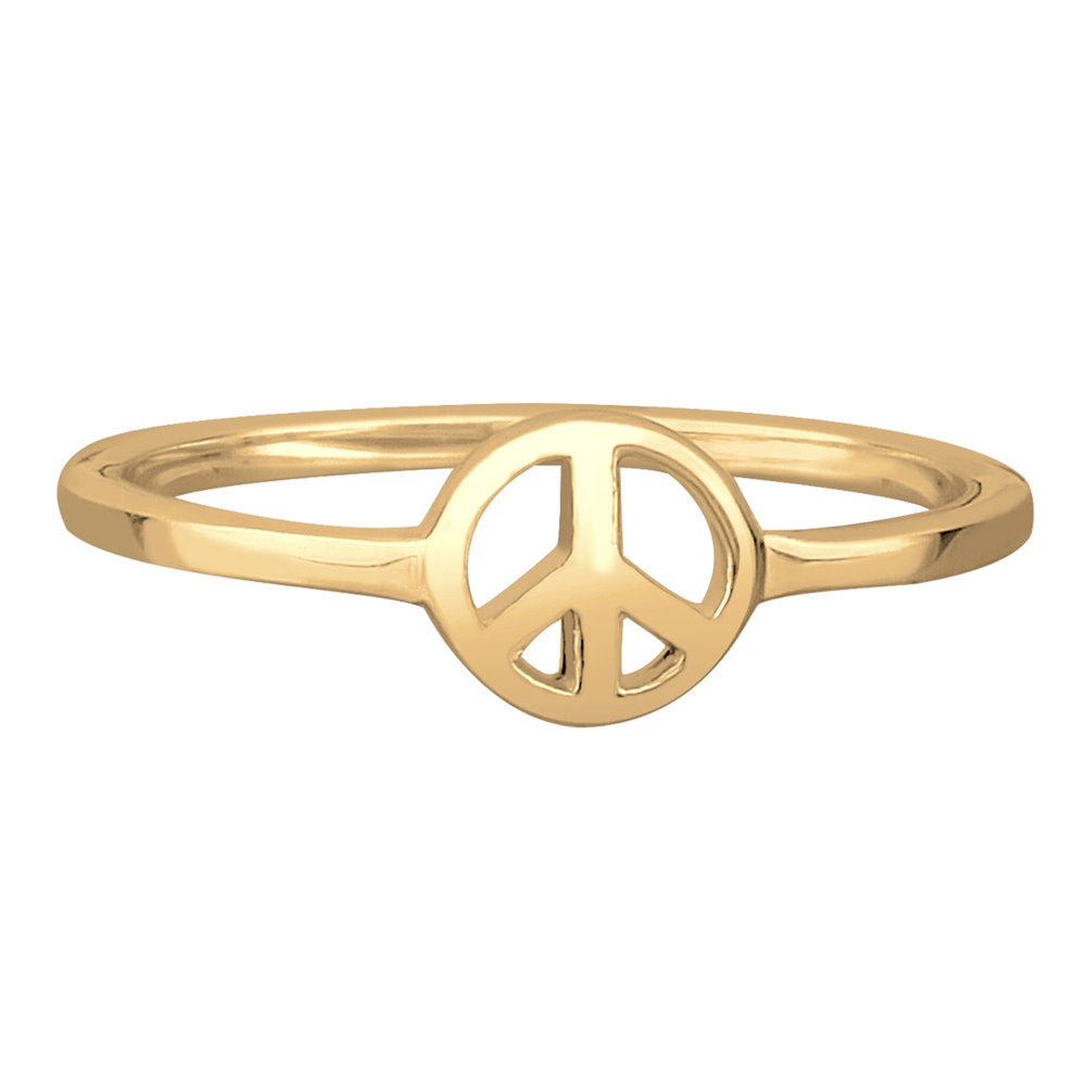 Elli Elli Bague Femmes Déclaration symbole paix en argent sterling 925 plaqué or Bague