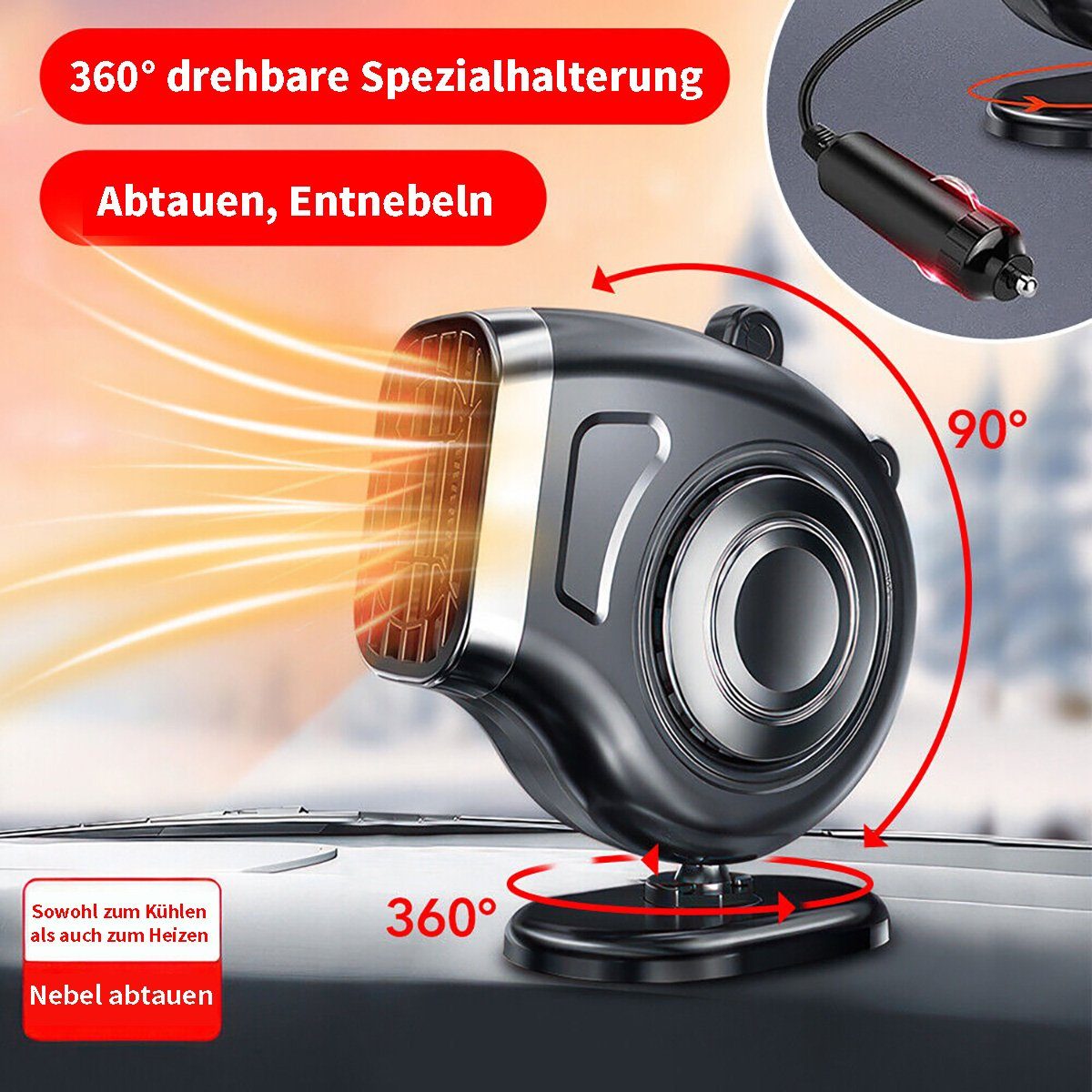 Yoyaxi Heizgerät Autoheizung, Heizung 12V/24V, Autoventilator, elektrische Heizung im Auto