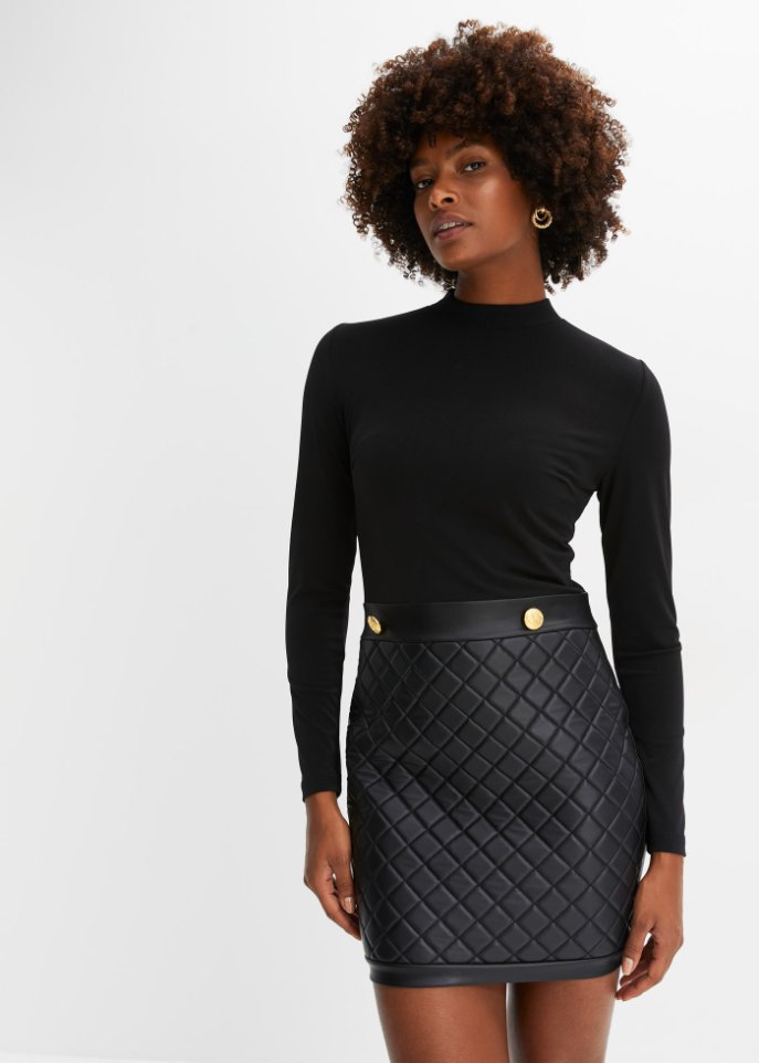 Kleid mit Lederimitat
