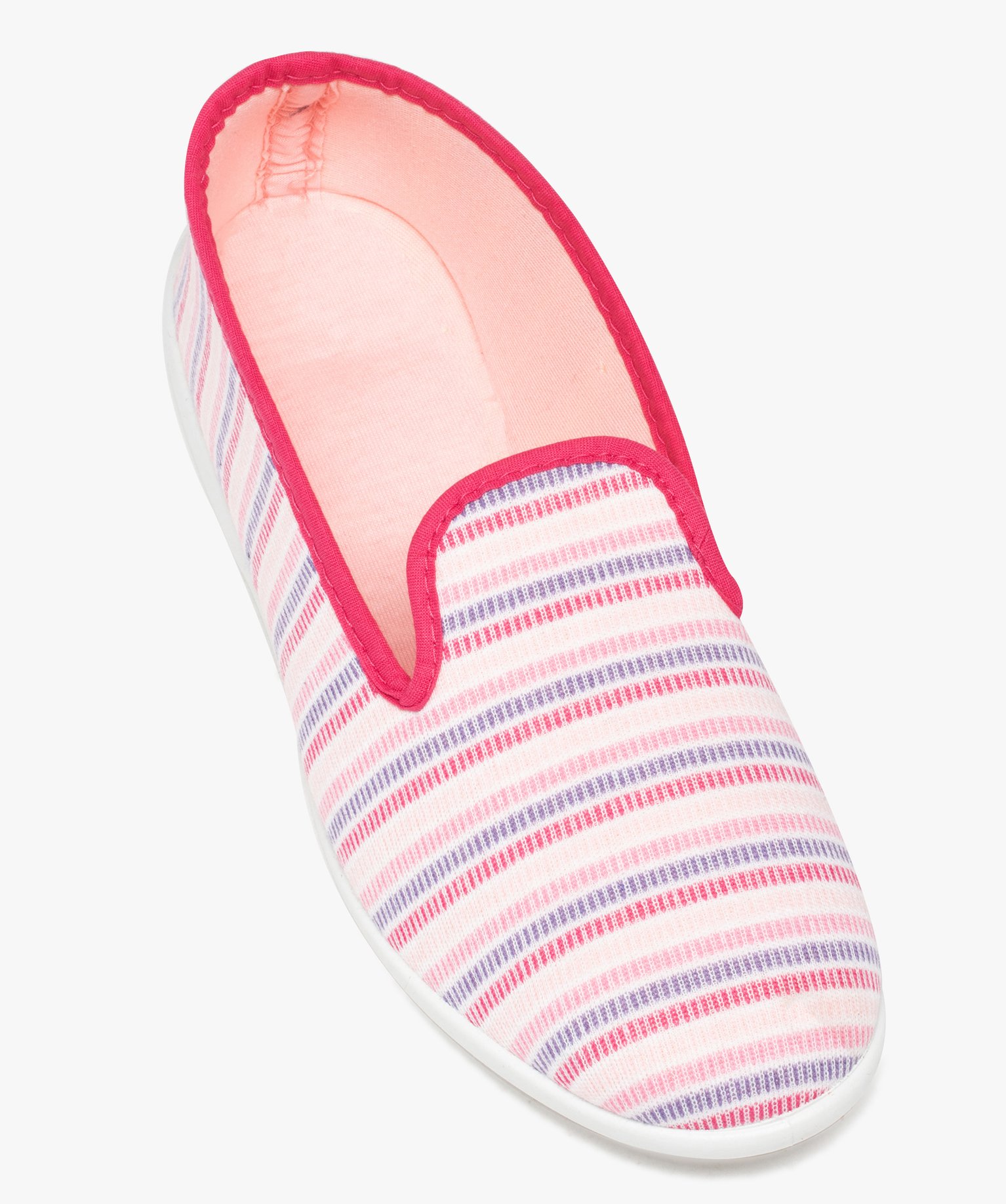Chaussons femme style charentaises rayées divers | GEMO