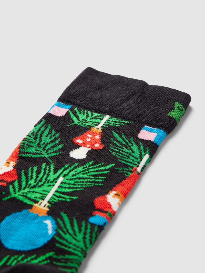 Socken mit Motiv-Print Modell 'Christmas Tree Decoration' in schwarz