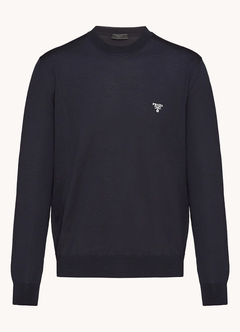 Prada wool pullover with logo embroidery