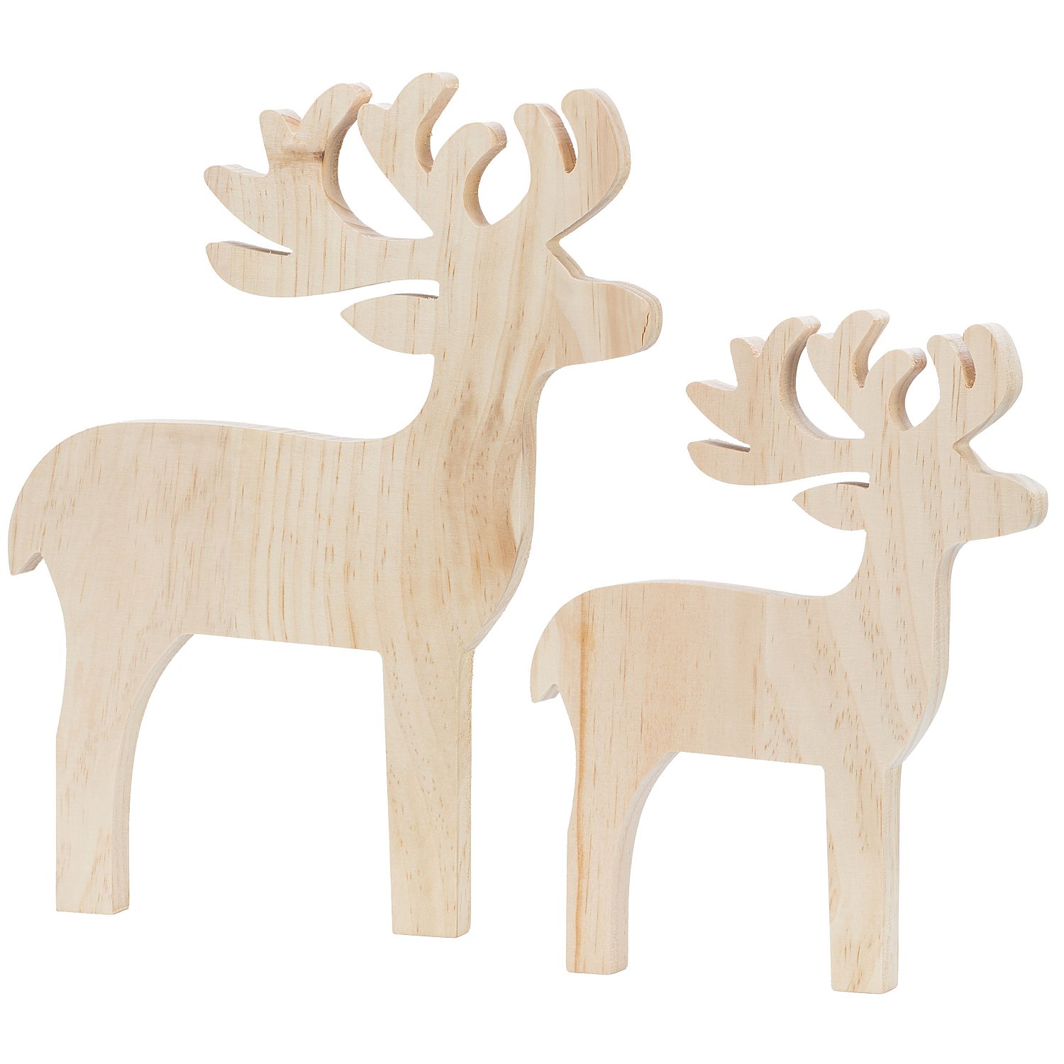 Holz-Rentiere, 2 Stück, 35,5 x 28 cm und 28 x 22 cm