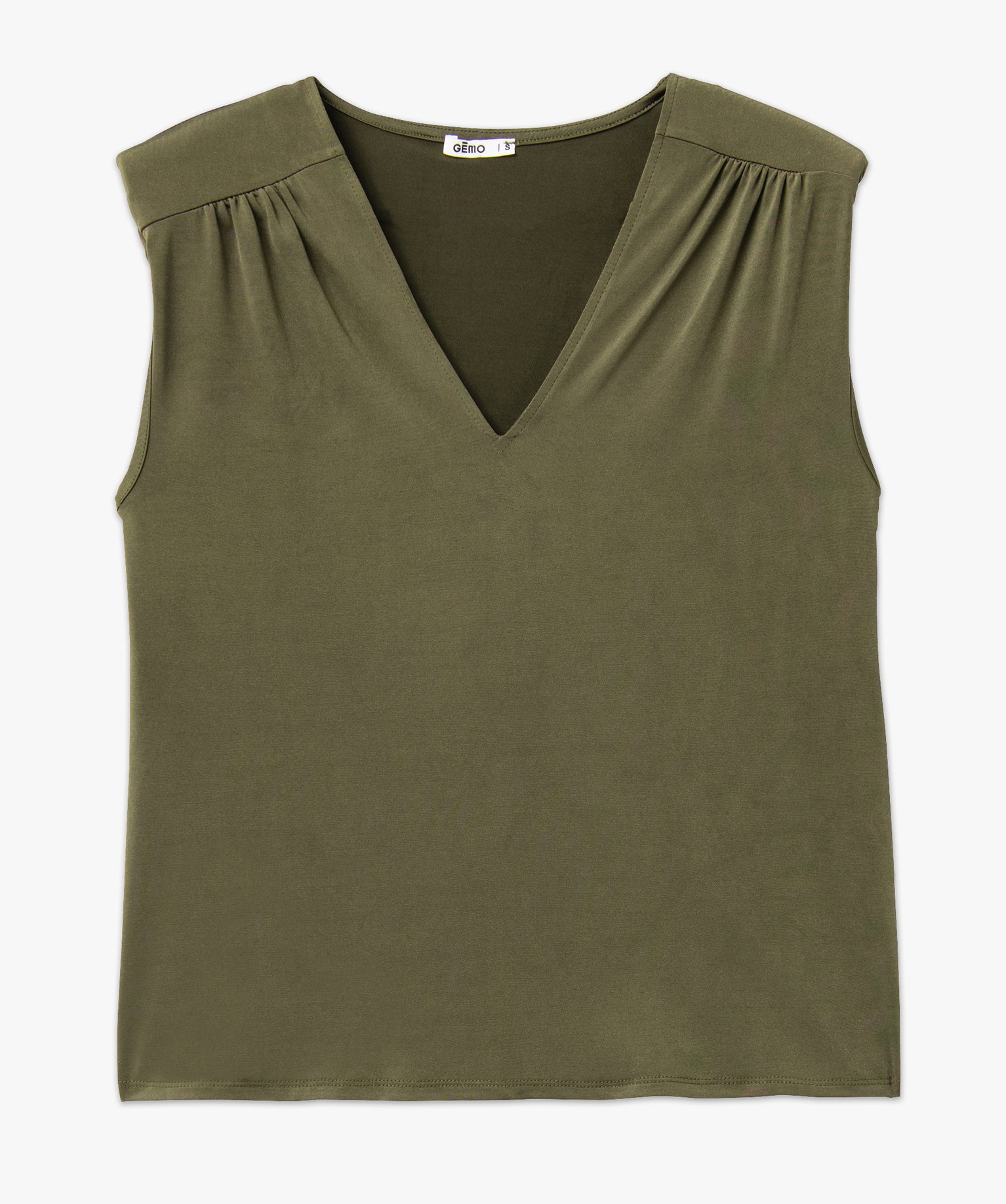 Tee-shirt sans manches avec épaulettes femme kaki | GEMO