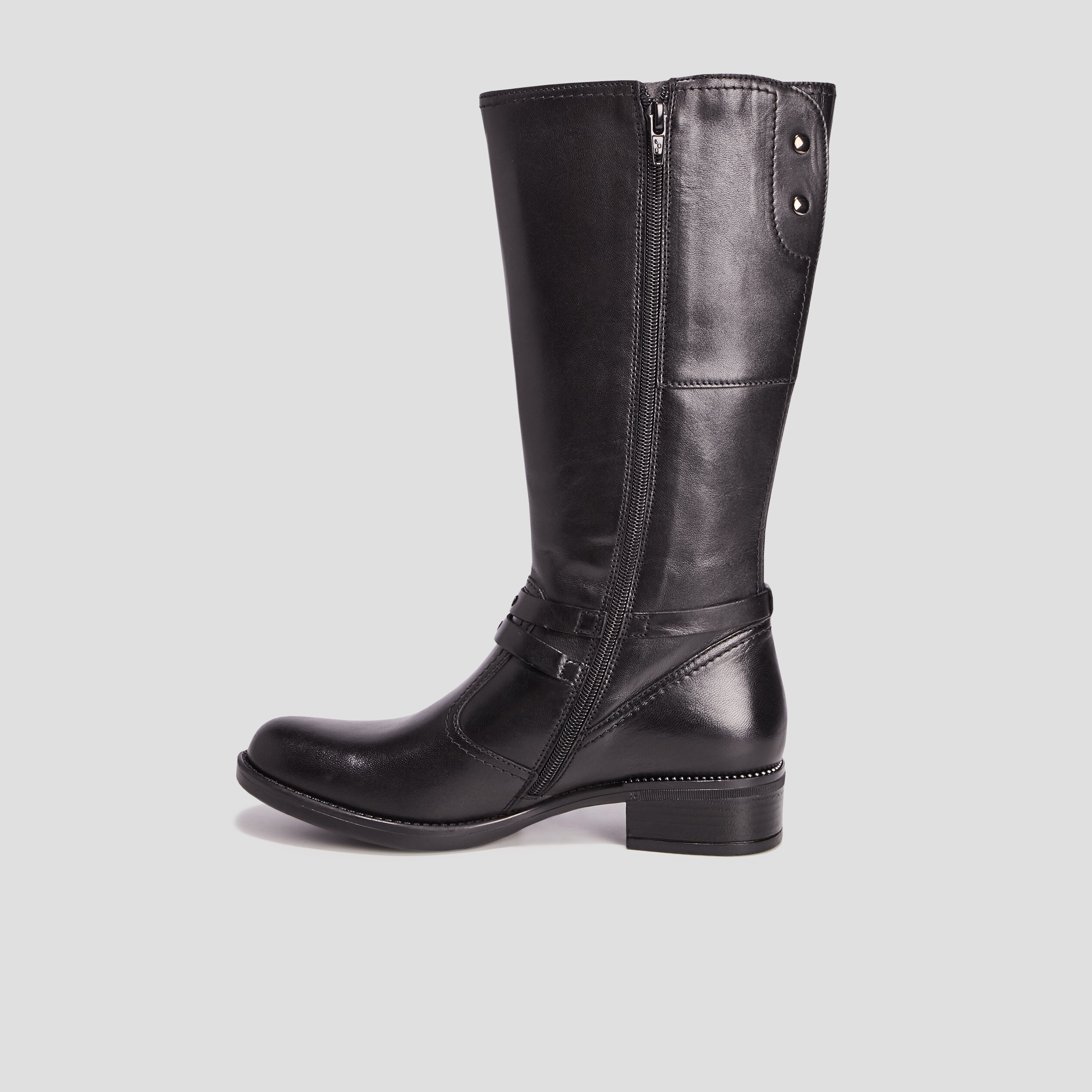 Bottes zippées en cuir noir fille | La Halle