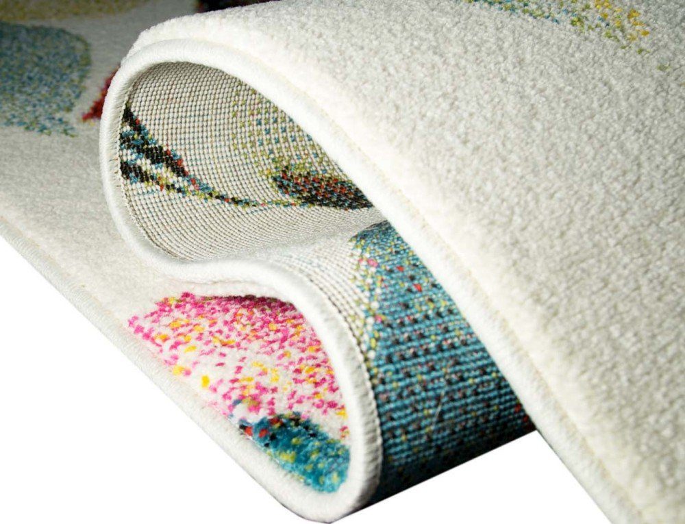 Teppich Moderner Teppich Kurzflor Wohnzimmerteppich Blumen Blüten bunt rot grün türkis, Carpetia, rechteckig, Höhe: 13 mm