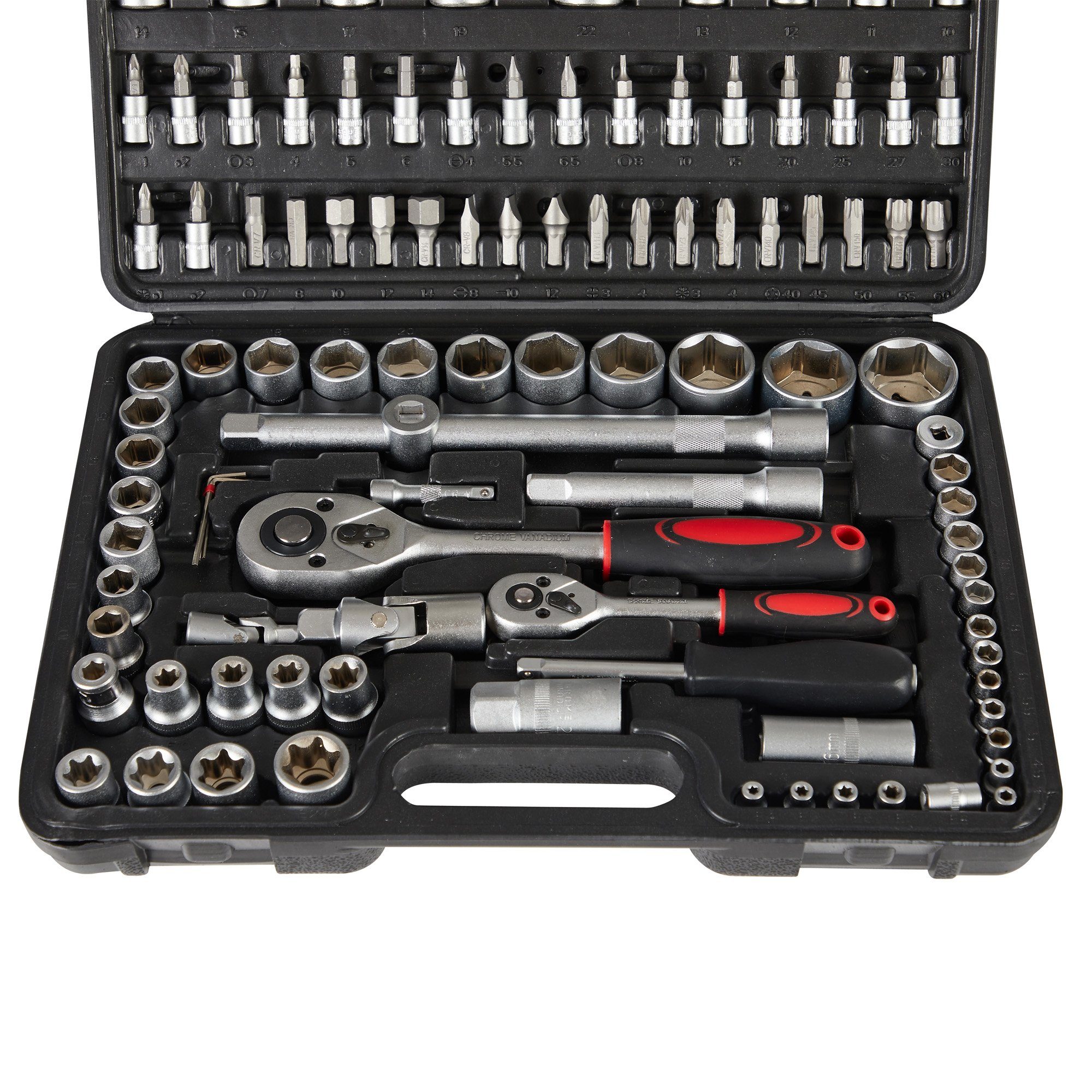 Arebos Werkzeugkoffer Steckschlüsselsatz, Steckschlüssel - Bitsatz (Set, 108 St)
