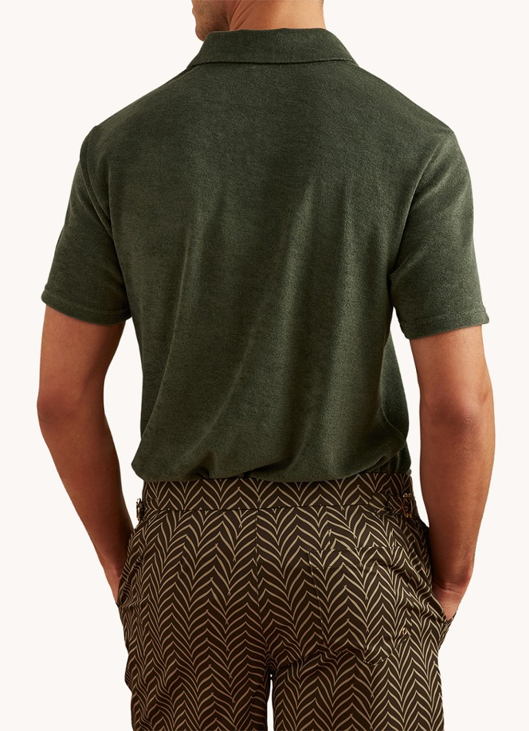 Camisa polo Reiss Rainer de corte regular em tecido atoalhado com bolso no peito.