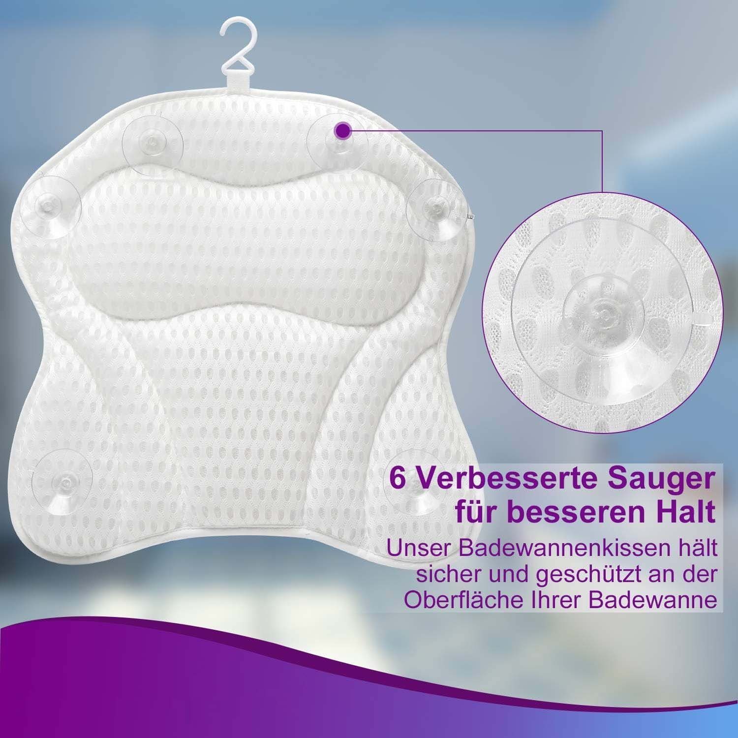 Nackenstützkissen Spa-Kissen,zur Unterstützung von Kopf und Schulter, flowgoer, Hals Geeignet für Badewannen und Home-Spa