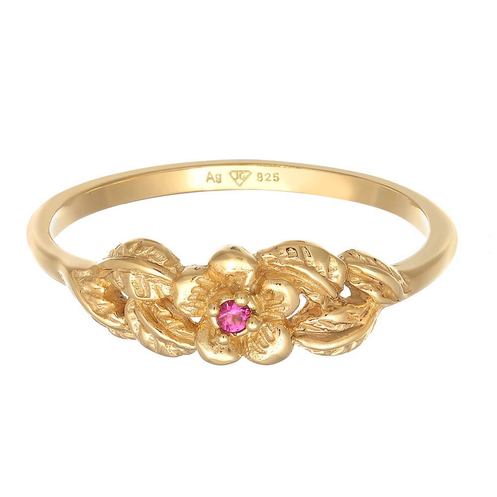Elli Elli Bague Femmes Fleur Floral avec rubis synthétique en argent sterling 925 plaq Bague
