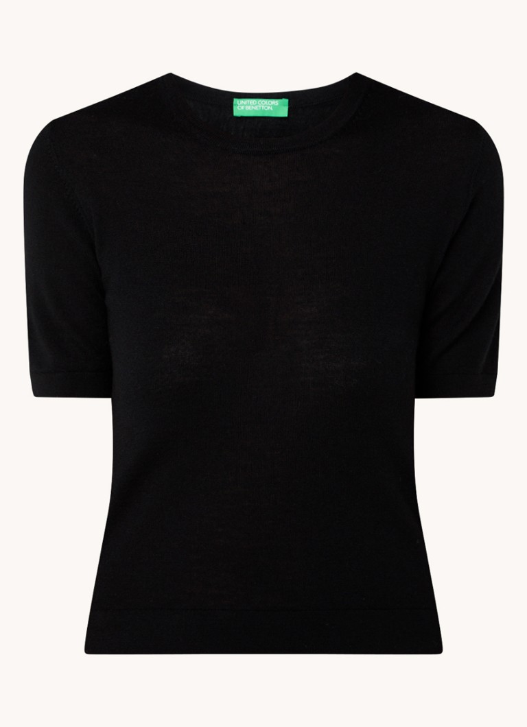 Benetton Fine-knit virgin wool top with round neckline