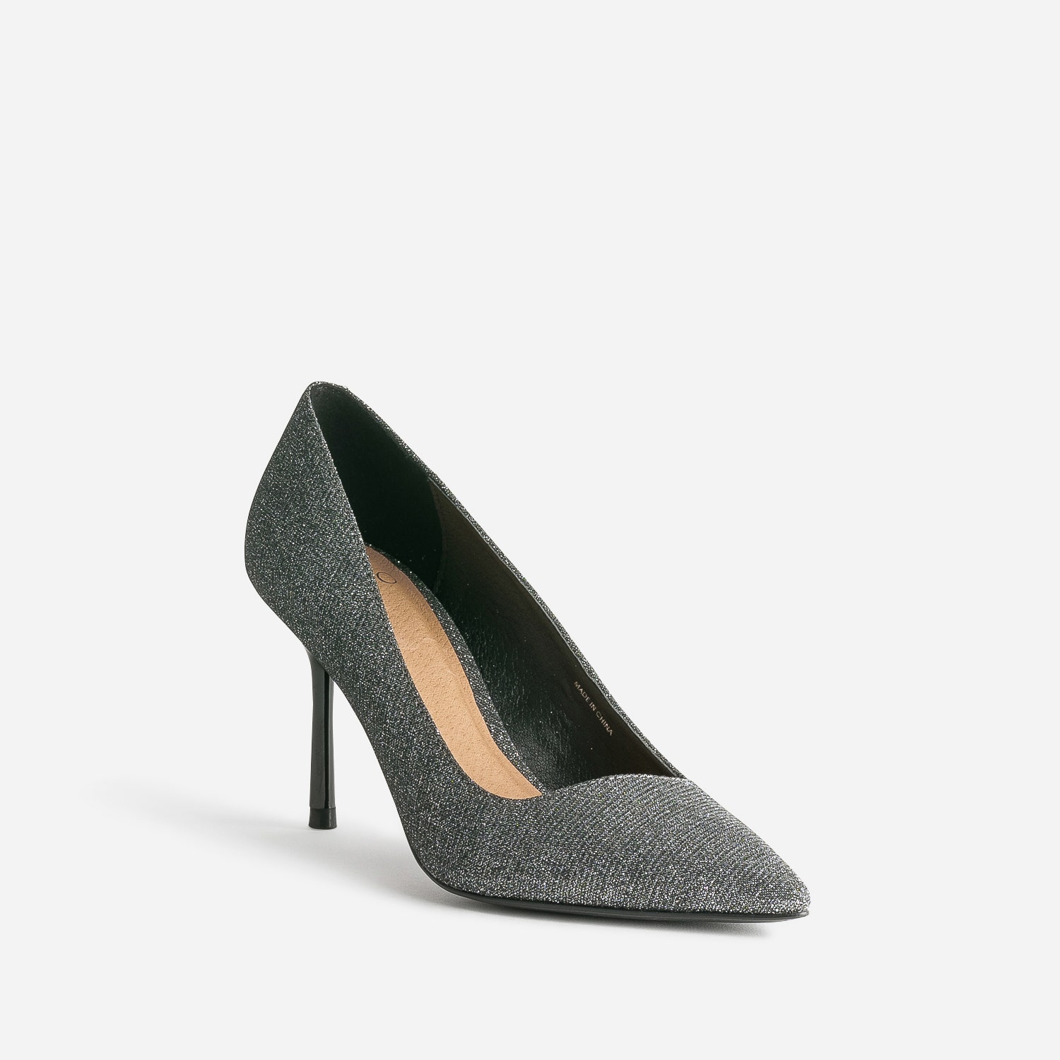 Escarpin TEXTO gris pailleté avec découpe biais