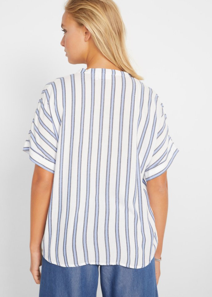 Crinkle Bluse, kurzarm