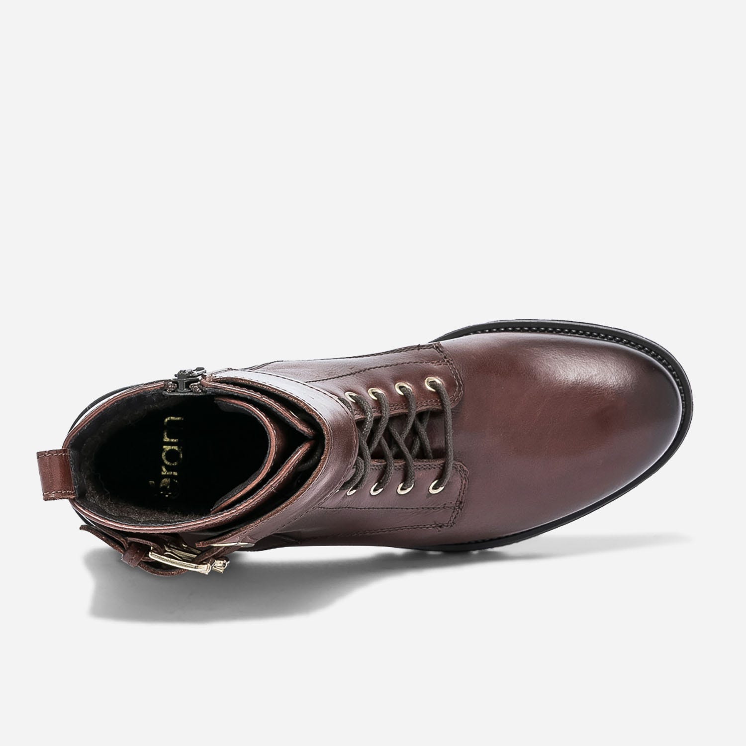Bottine cognac en cuir à boucles