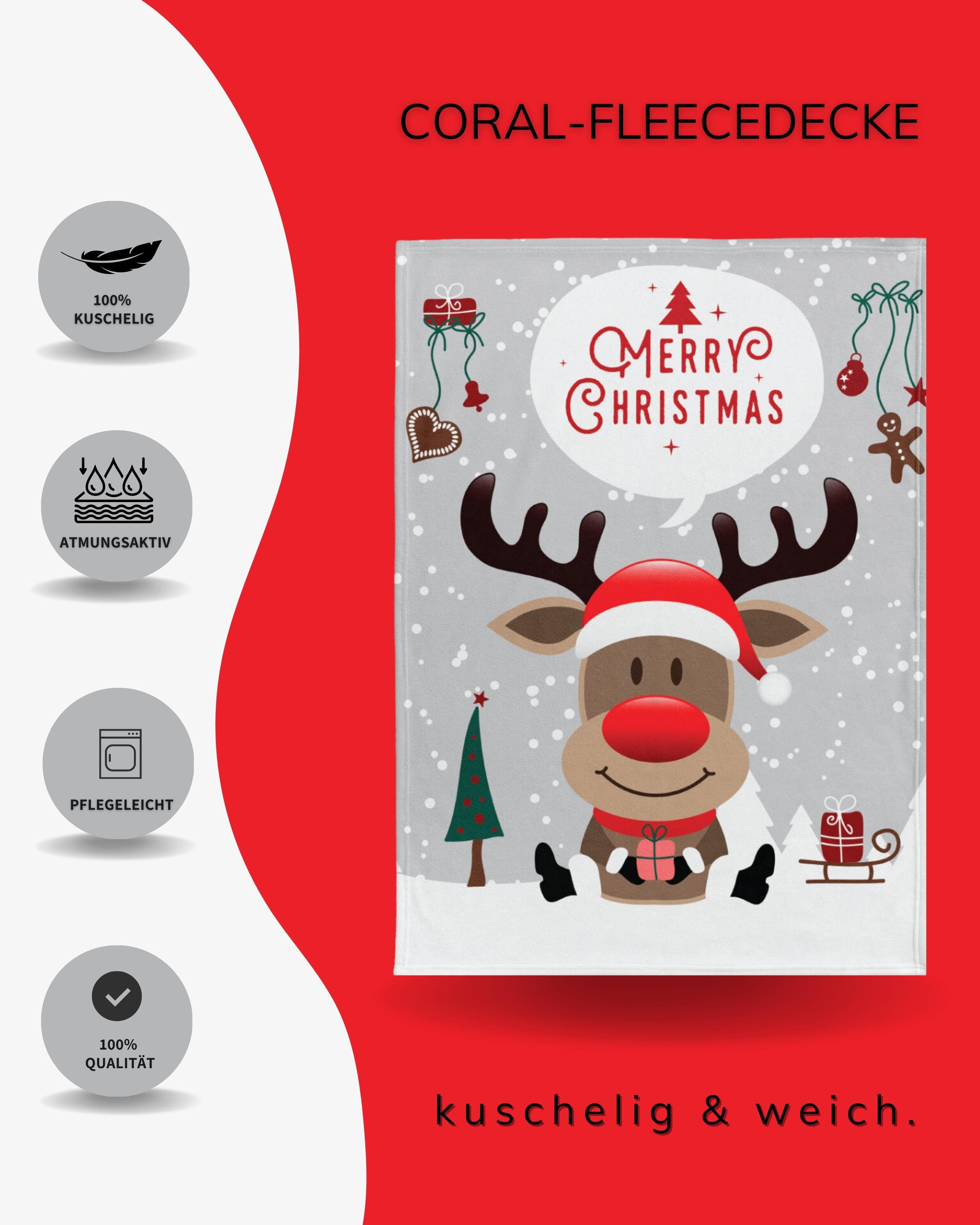 Wohndecke Kuscheldecke flauschig 150x200 cm, Merry Christmas Decke, Geschenkidee, MTOnlinehandel, Kinder, Teenager, Erwachsenen Sofa Decke, weich und kuschelig