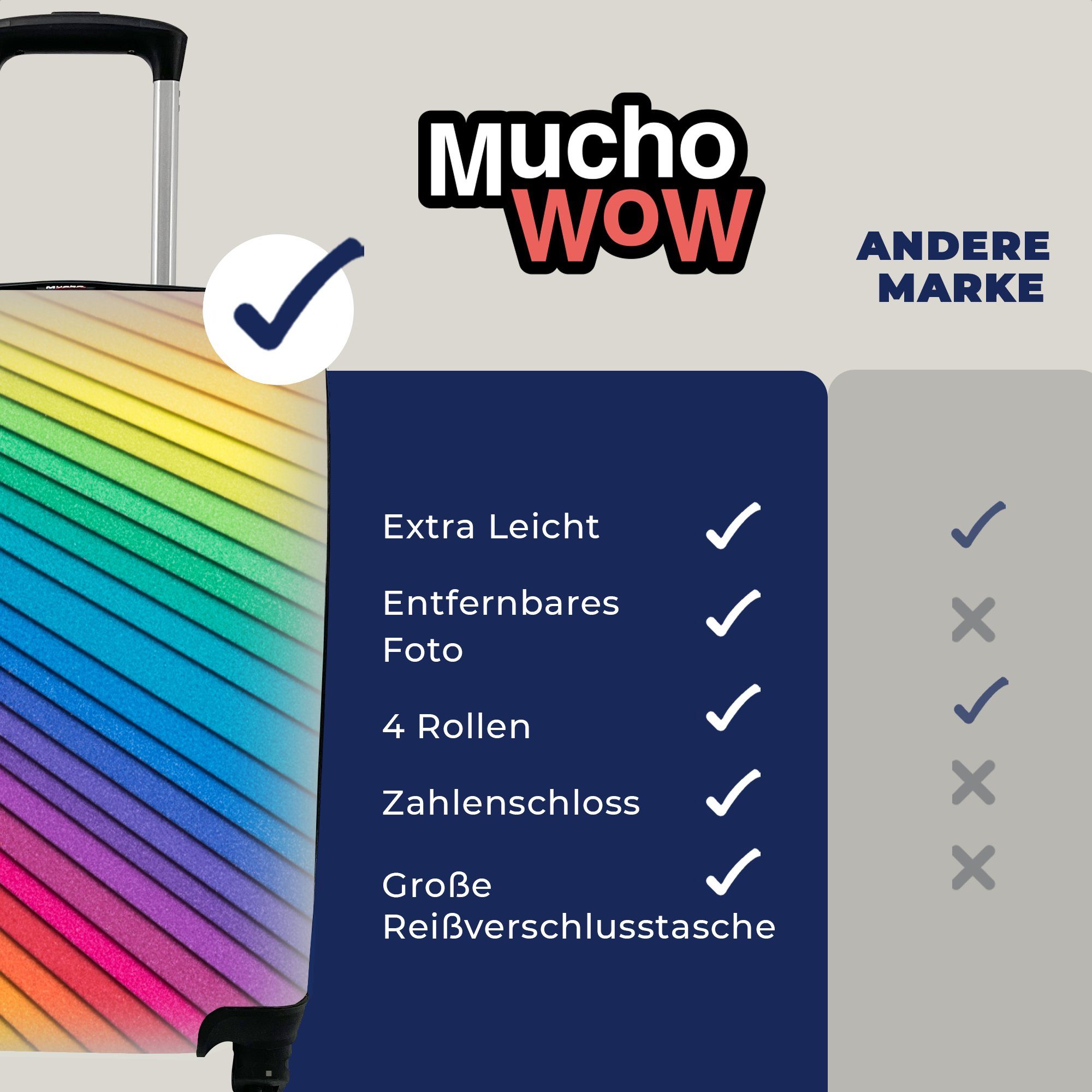 MuchoWow Handgepäckkoffer Regenbogenfarbenes Papier, 4 Rollen, Reisetasche mit rollen, Handgepäck für Ferien, Trolley, Reisekoffer