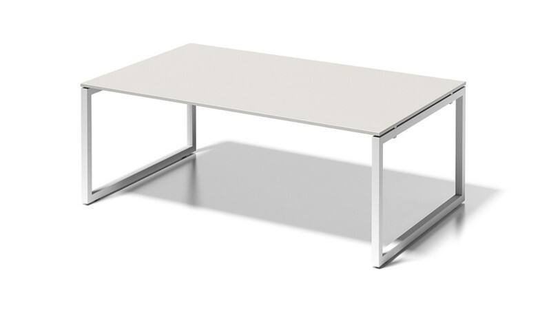 Cito Chefarbeitsplatz/Konferenztisch, 740 mm höhenfixes O-Gestell, H 19 x B 2000 x T 1200 mm, Dekor grauweiß, Gestell verkehrsweiß