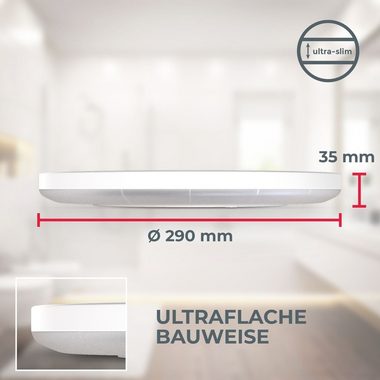 B.K.Licht Deckenleuchte Deckenlampe 18W 2.400lm IP44 4.000K - BKL1558, LED fest integriert, Spritzwasserschutz Ultraflach Ø290x35 mm (DxH)