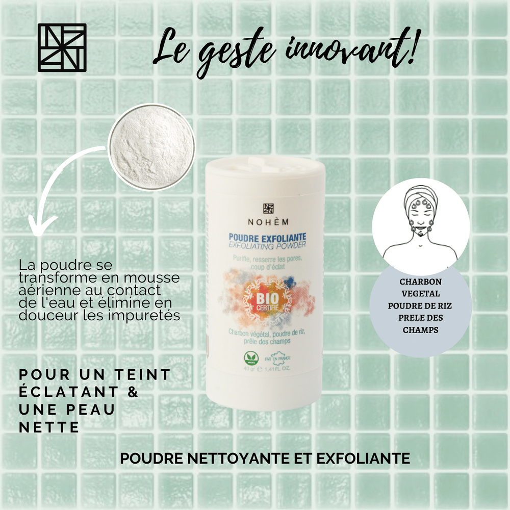 nohèm Poudre exfoliante visage poudre nettoyante visage