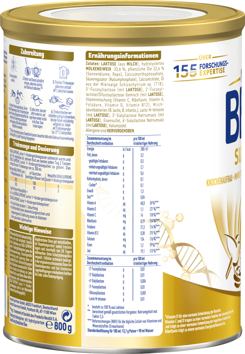 Kindermilch Supreme Junior 1+, ab 1 Jahr, 800 g