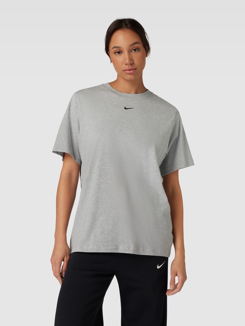 Oversized T-Shirt mit Label-Print in dunkelgrau