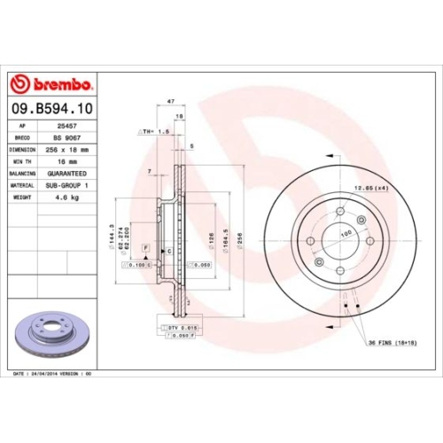 09.B594.10 BREMSSCHEIBE BREMBO VA  VP2 - ATU
