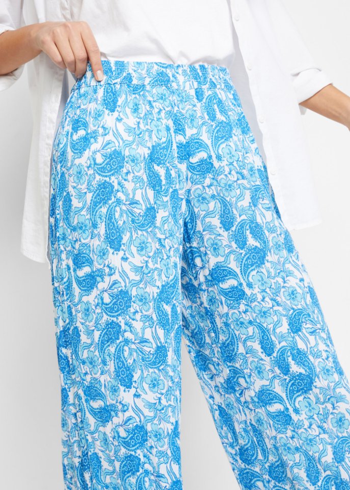 Viskose-Crinkle Palazzo-Hose mit Bequembund