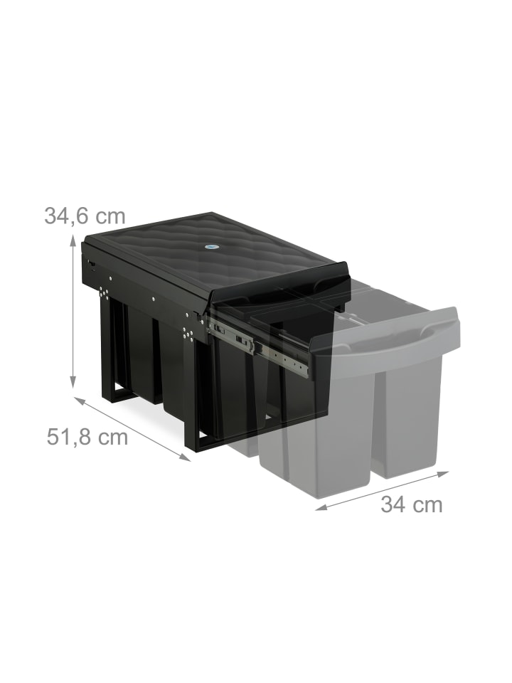 relaxdays Einbaumülleimer in Schwarz - 4x 8 l günstig kaufen onesize