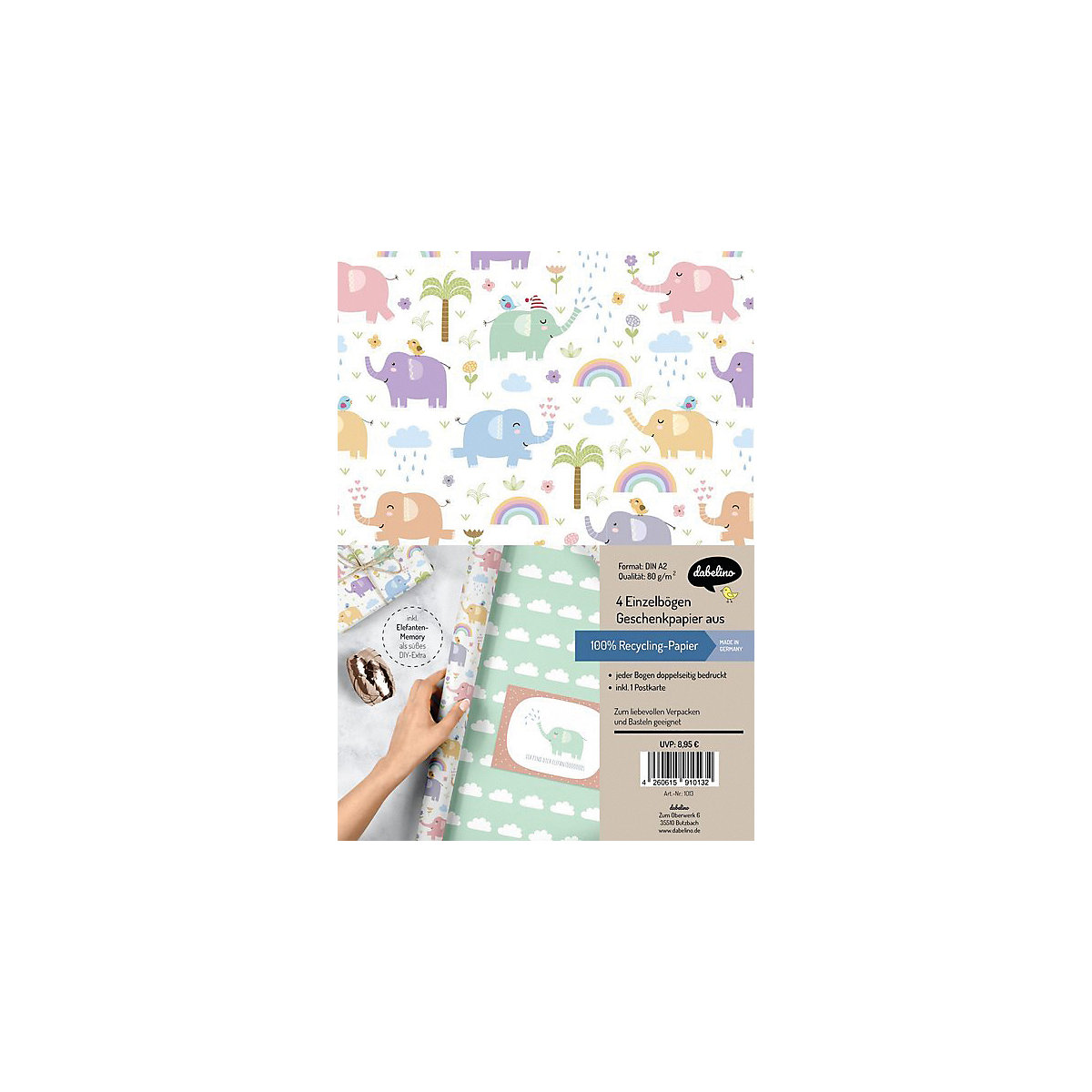 Geschenkpapier-Set: Elefanten