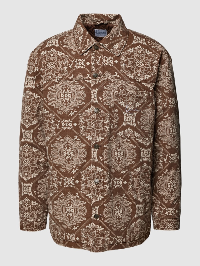 Hemdjacke mit Allover-Muster in schokobraun