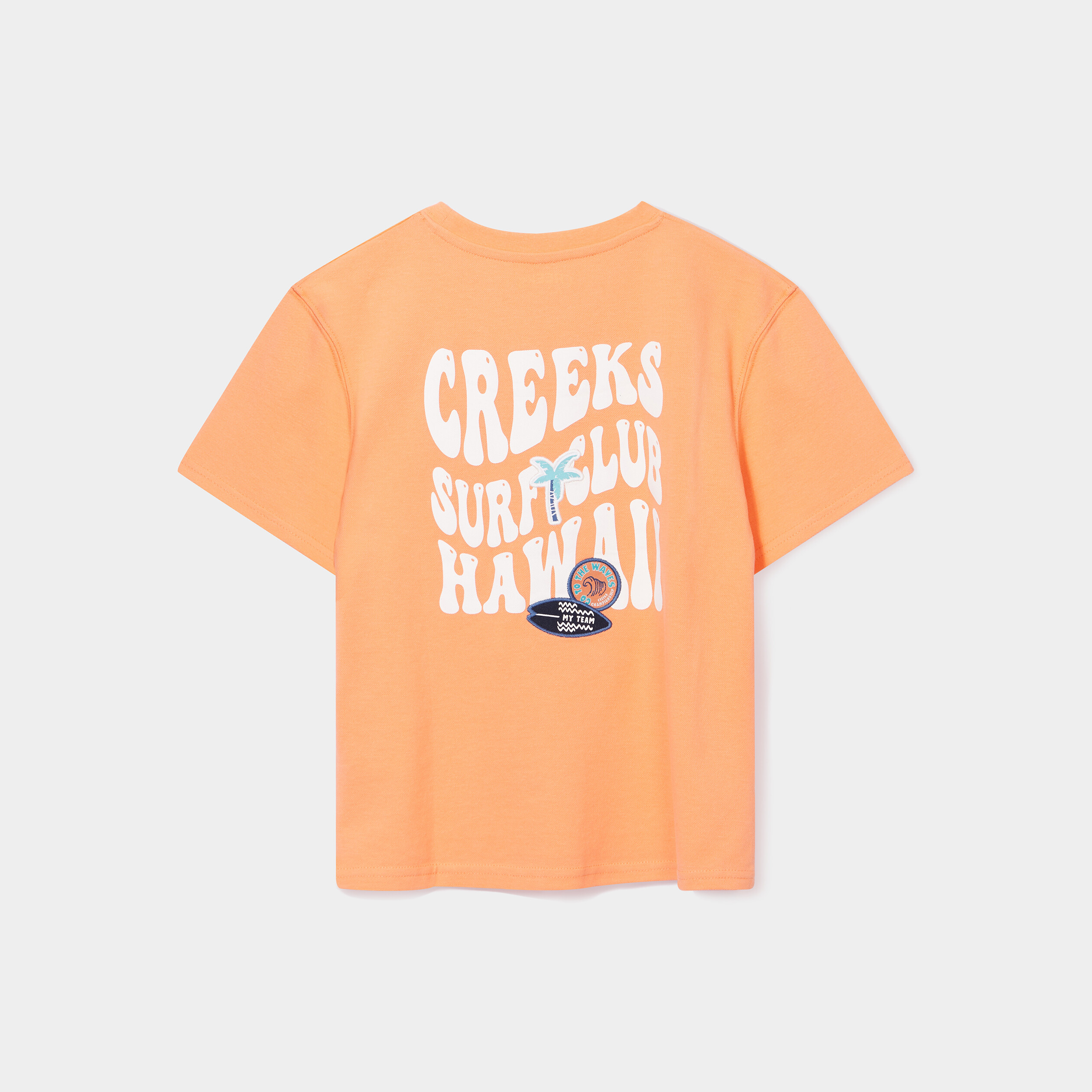 T-shirt manches courtes coton Creeks orange corail garçon | La Halle