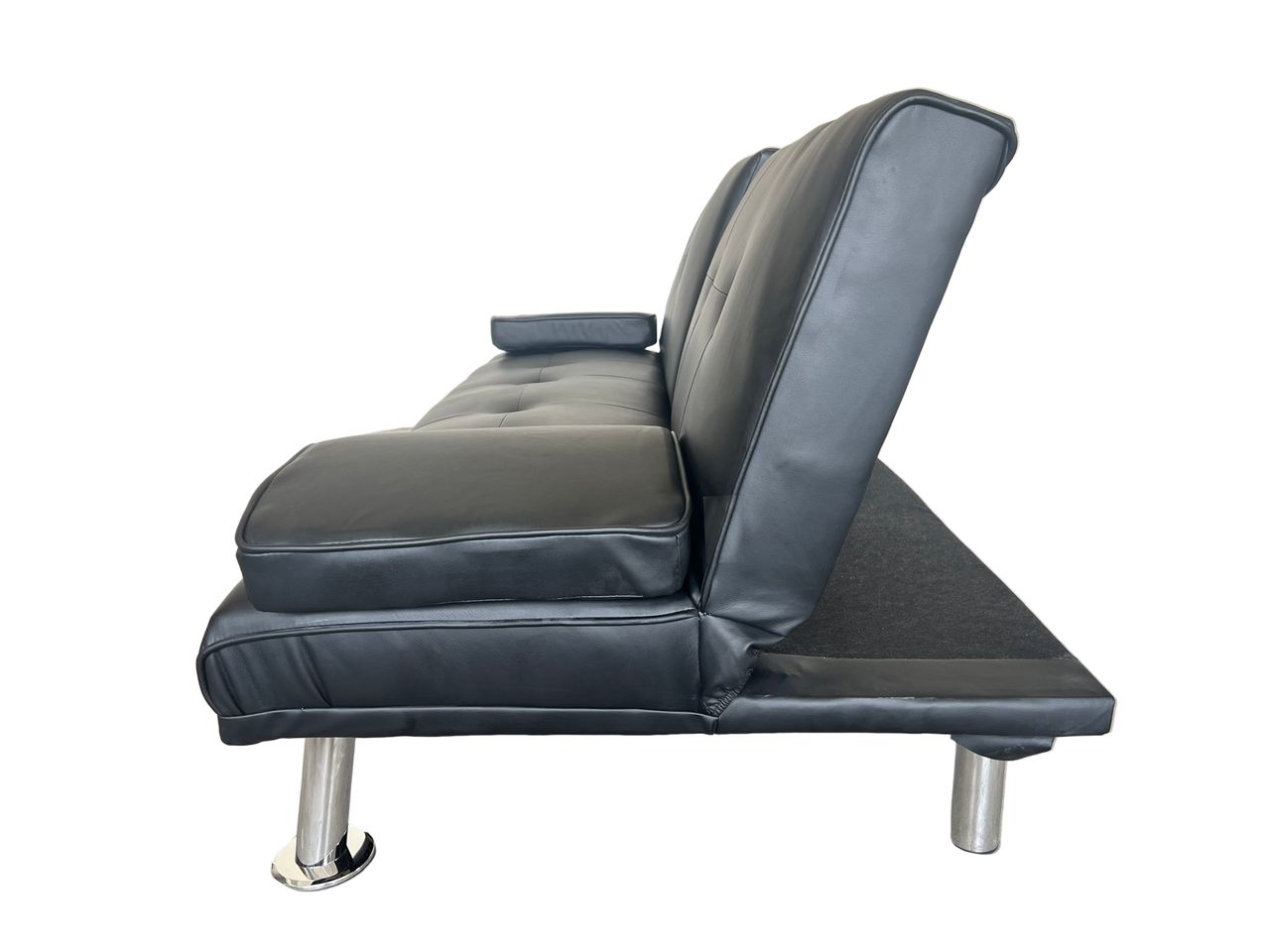 Better Home Schlafsofa mit Bettfunktion & zusammenklappbaren Getränkehalter schwarz