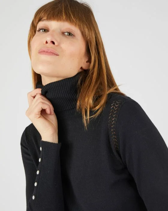Pull col roulé maille fine