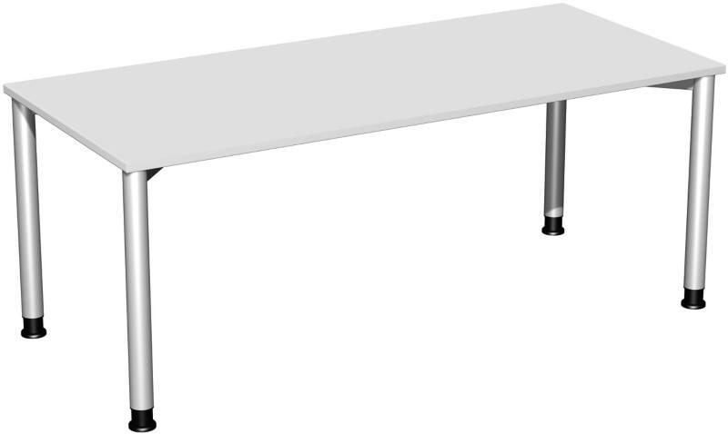 4 Fuß Flex Schreibtisch höhenverstellbar, 1800x800x680-800, Lichtgrau/Silber
